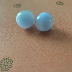 Vintage Blue Moonglow Silver Screw On Earrings
